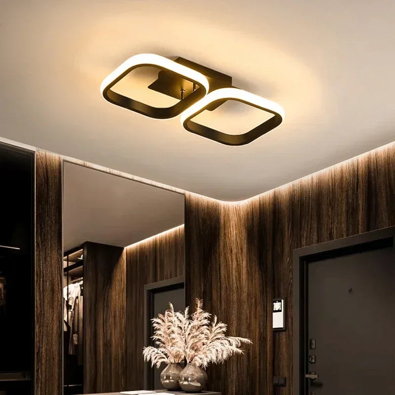 plafonnier led moderne noir rond géométrique acier poli minimalisteintérieur chambre salon