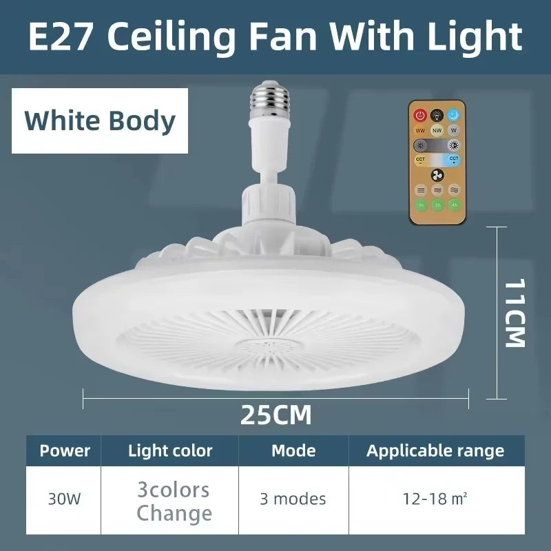 ventilateur moderne lampe led télécommande variateur vitesse luminosité blanc fixations vis