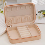 boîte bijoux simili cuir moderne fermeture glissière 16cm 11cm 5cm beige bleu rose
