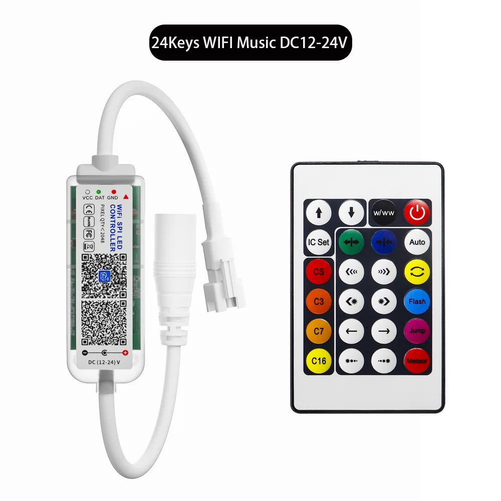 contrôleur lumière led wifi 28 touches 2048 pixels ws2812b ws2811 app vert blanc moderne