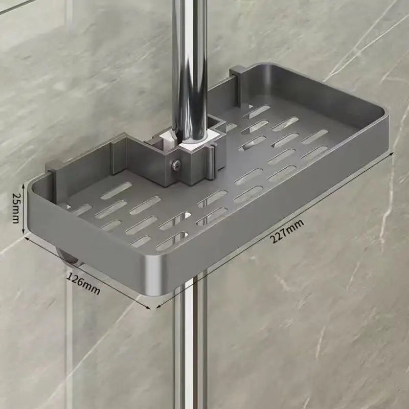 étagère salle bain moderne métal noir gris argenté fixée bouteilles savon parfum serviette gant