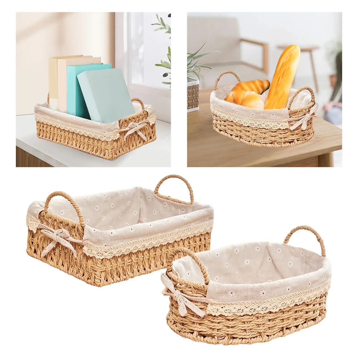 panier rangement bois tressé naturel rustique salle bain cuisine organisation élément décoratif bordures dentelées