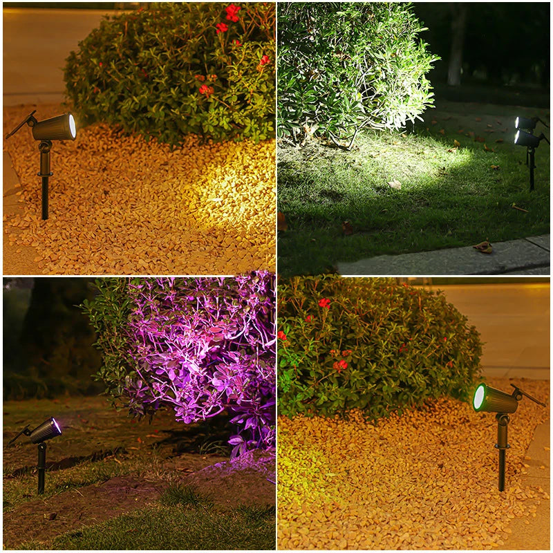 projecteurs solaires led spots extérieurs étanches contemporains noir tringle capteur solaire jardin lumière