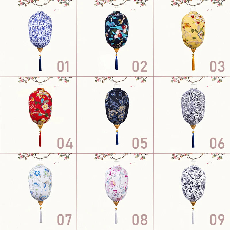 lanternes chinoises traditionnelles multicolores fleurs opaques tassel fêtes nouvelles années