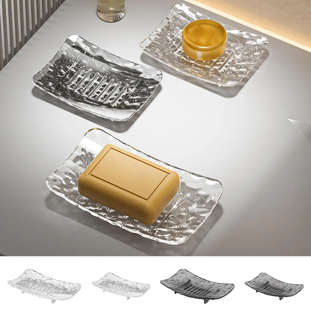 support savon noir texture rugueuse moderne antidérapant durable économie savon salle bain famille voyage