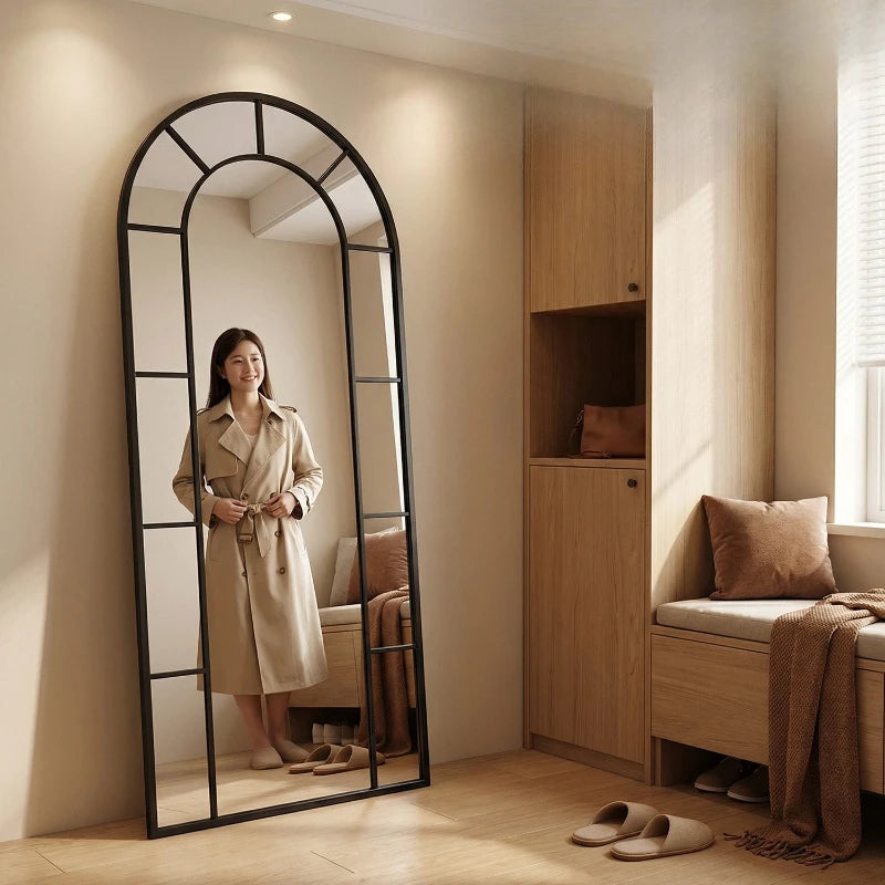 miroir noir moderne rétro géométrique ligne droite courbe mur chambre coucher