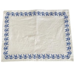 serviette coton brodée florale traditionnelle blanc bleu cuisine restaurant usage domestique