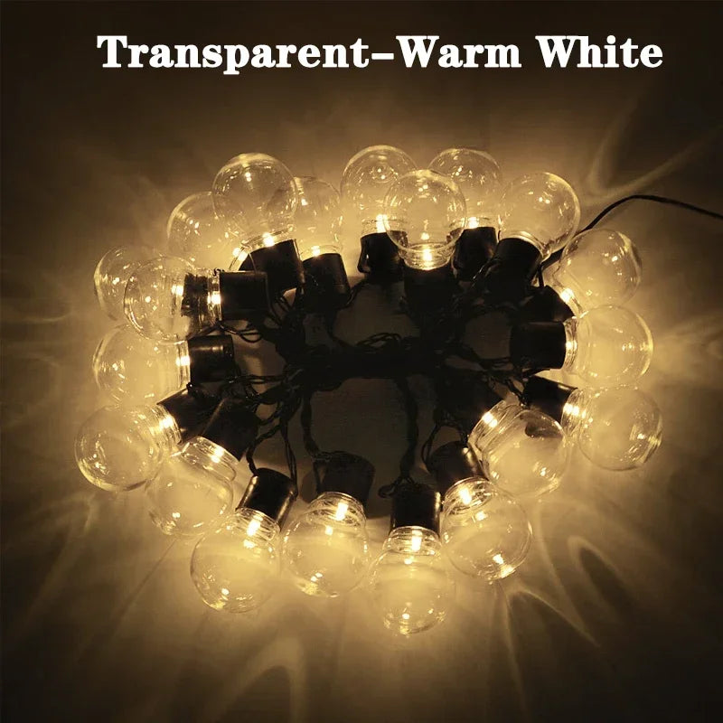 guirlande lumineuse led solaire blanc transparent moderne 20 ampoules clips autonomesextérieur