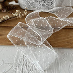 ruban dentelle points noir blanc bordure dentelée transparent décoratif couture bouquets emballage cadeau