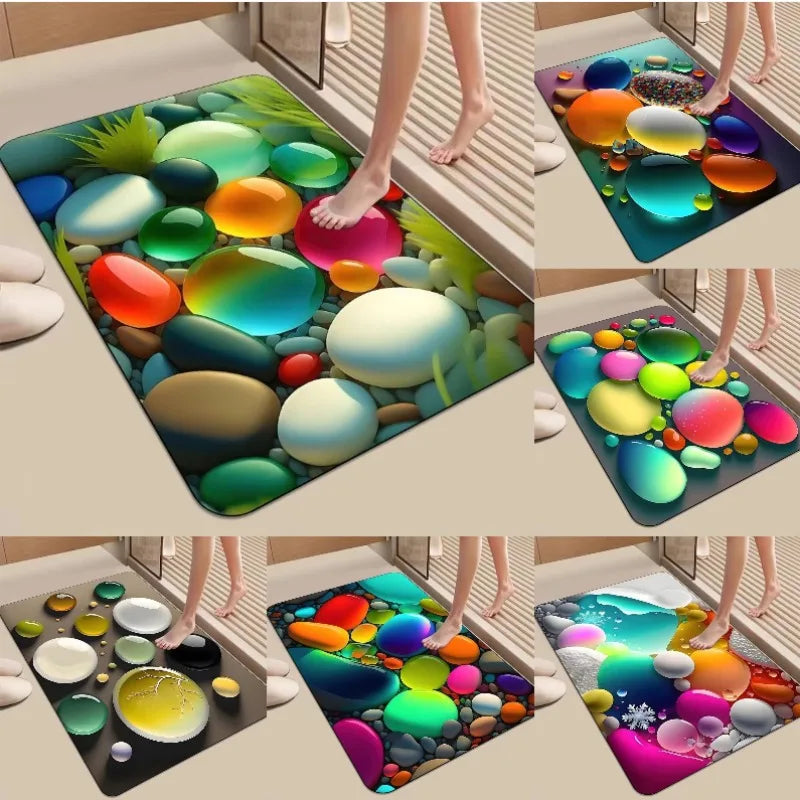 tapis sol moderne multicolore antidérapant résistant saleté pierres colorées motifs géométriques bébés salonextérieur