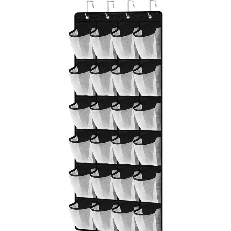 organisateur mural chaussures compartiments tissu polyestère clips suspendus moderne fonctionnel noir pliable