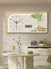 horloge murale miroir plante moderne blanc crème doré minimaliste analogique