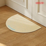 tapis sol salle bain demi cercle moderne noir beige texture poinillée absorbant