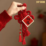 décoration murale traditionnelle rouge doré artisanale pompons chinois festive printemps cloches
