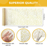 nappe décorative dorée semi transparente motif géométrique festive largeur 28cm longueur 500cm table fête