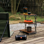 étagère pliable bois brun clair moderne trois niveaux clips fixation multifonctionnelle campingintérieur