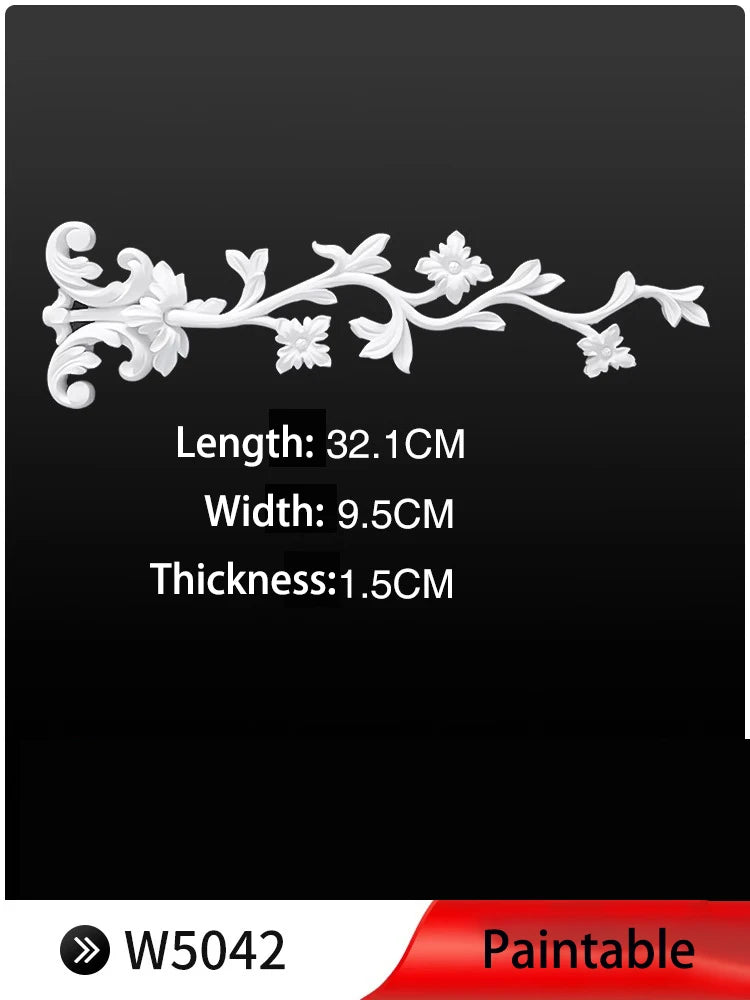 appliques decoratives sculptees floral classique blanc meubles deco mur opacite grande taille DIY