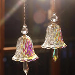 décoration extérieure boule cristal transparente dorée chaîne métallique cloche verre facettée moderne atrape soleil
