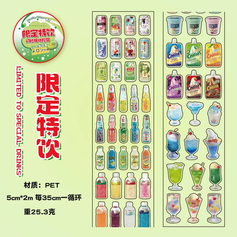 stickers multicolores transparents moderne mignon animaux nourriture brillants scrapbooking diy journal album bricolage