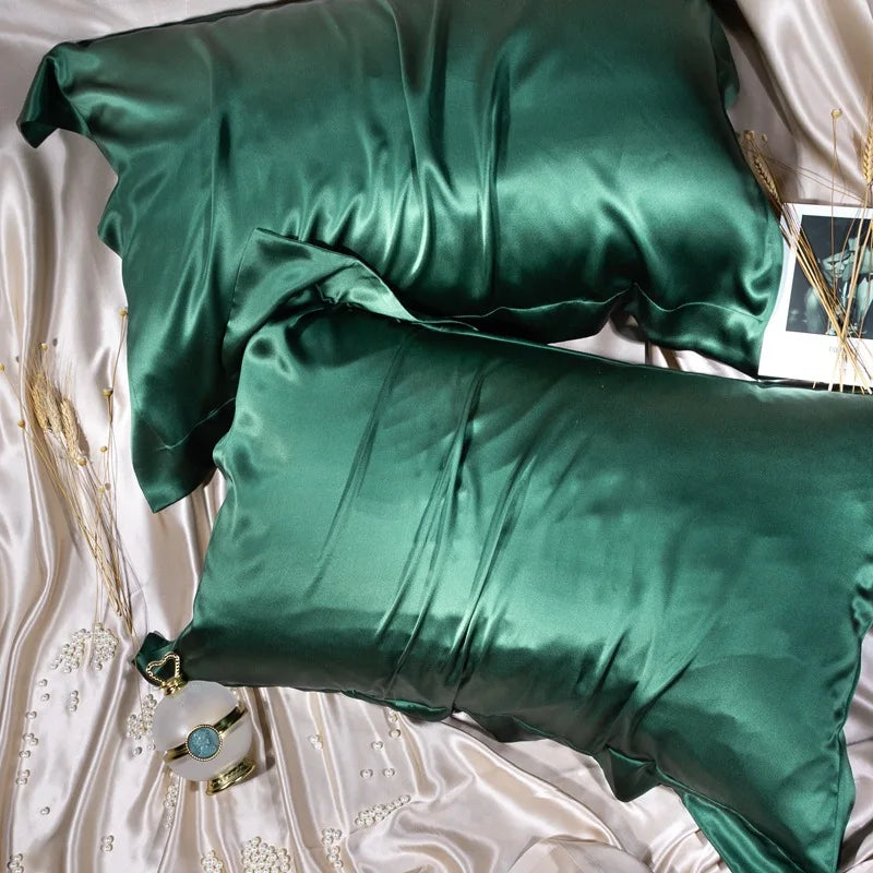 taies d'oreiller soie 100% solides élégantes quatre saisons bébés maternité bleu marine turquoise vert