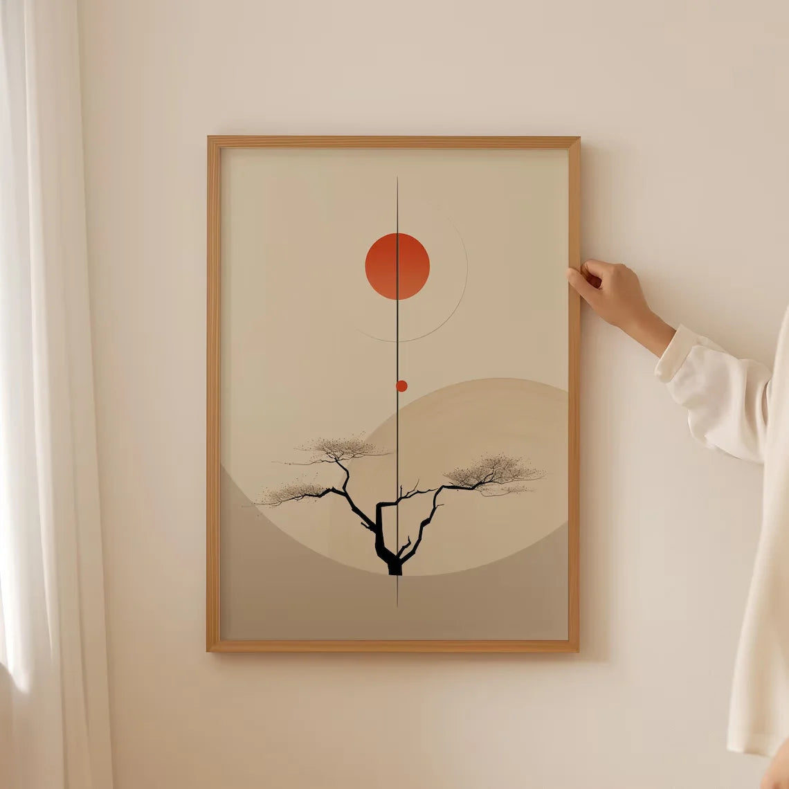 affiche moderne abstraite branches stylisées toile minimaliste opaque sans cadre