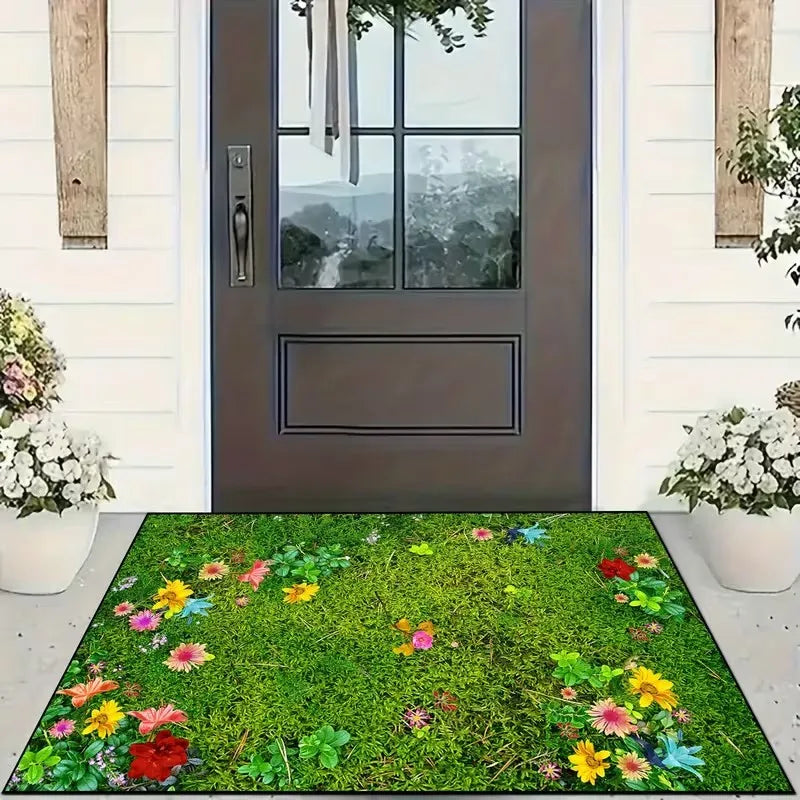 tapis sol moderne fleurs colorées antidérapant extérieur intérieur 40x60cm polyesters vibrant naturel