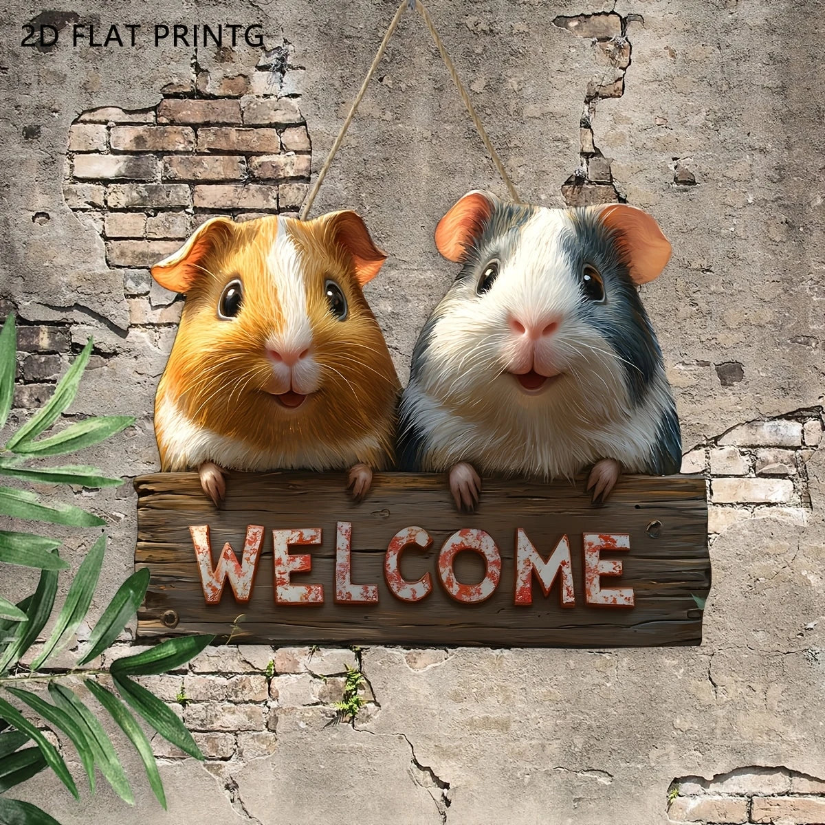 décoration murale bois animaux bienvenue jardin extérieur panneau flat print corde écureuils rétro farmhouse