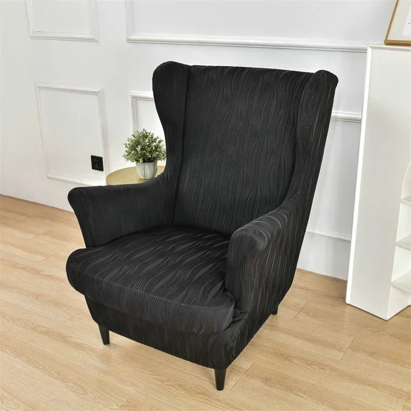 housses fauteuil gris rayures moderne protection reutilisable chair ottoman COVER