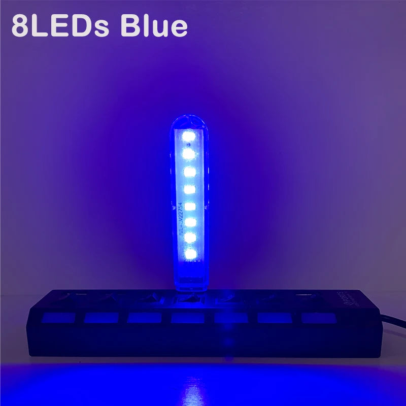 lampe led 8leds rouge jaune vert bleu blanc chaud blanc froid moderne câble usb