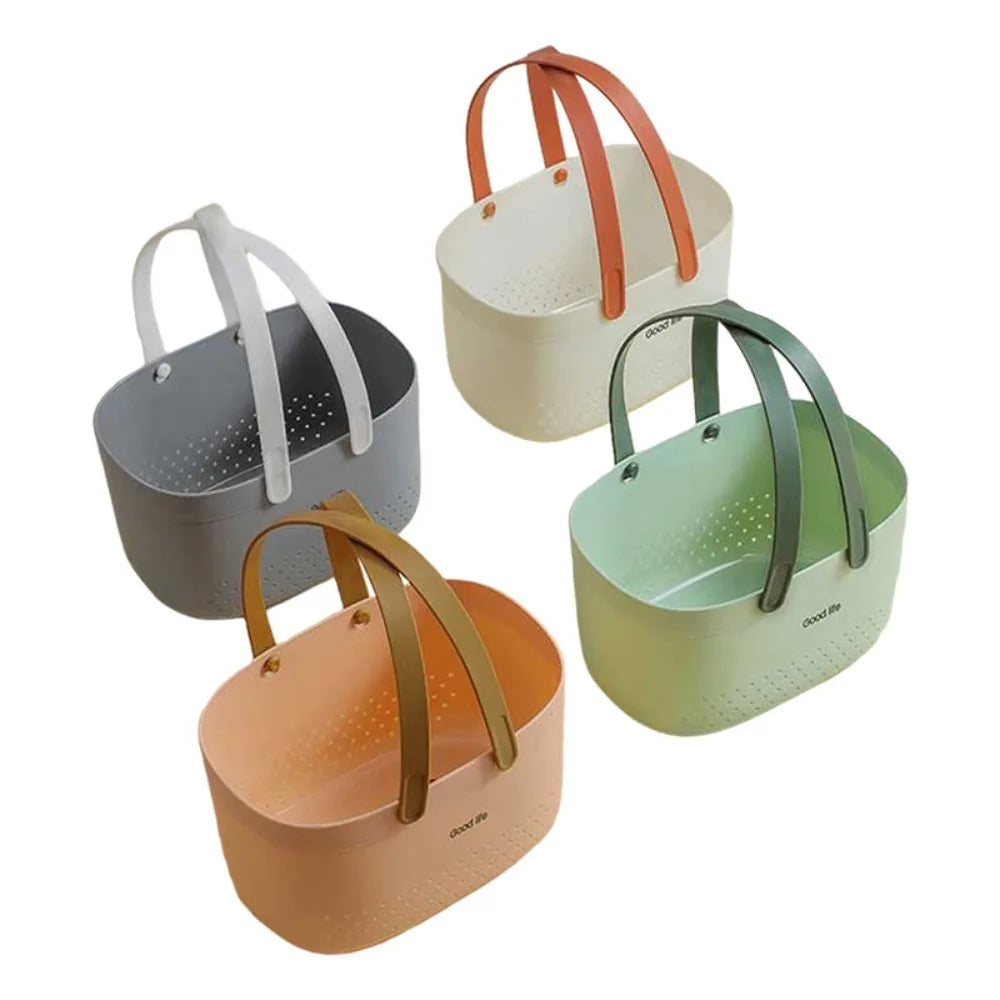 panier rangement perforé moderne rose clair gris beige vert marron clair poignées détachables