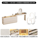 coiffeuse bois moderne beige miroir tiroirs tabouret étagère rangement chambre coucher