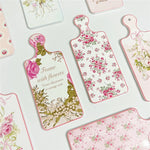 planche découper céramique vintage fleurs roses motifs géométriques blanc roseclair
