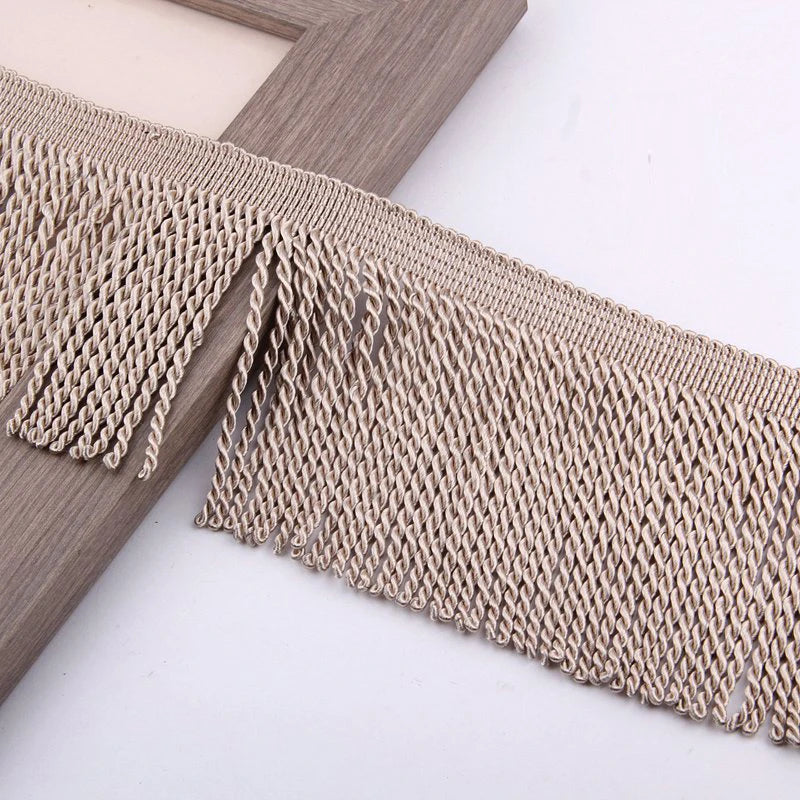 ruban franges or beige olive marron tissé classique 12cm largeur 12mètres polyester écologique decoration
