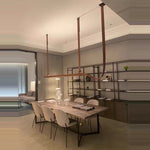 suspension lumineuse moderne marron clair lisse opaque clips câbles salon chambre lumière chaude