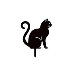 décoration jardin chat métal noir rouille silhouette animaux extérieur fleurs outils bottes jaunes