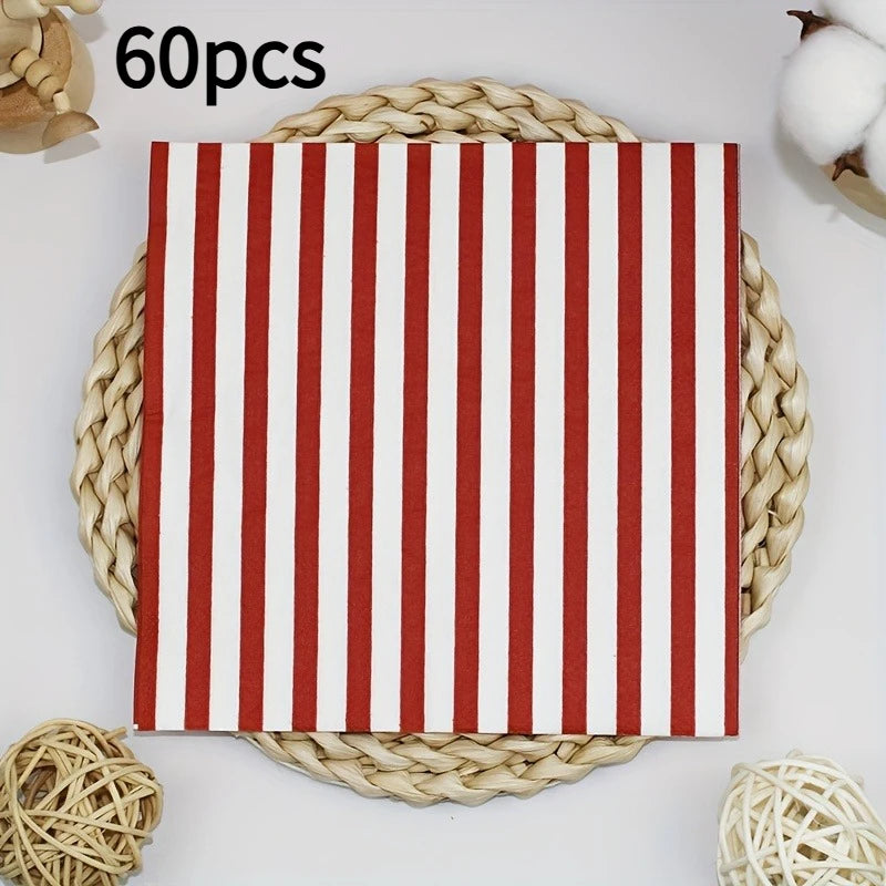 serviettes papier rayures rouges festives dimensions 33x13cm classique usage maison restaurantpaquelettes 20 40 60