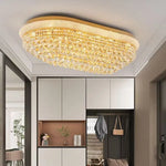 plafonnier crystal doré élégant éclairage moderne salon chambre lumière blanc