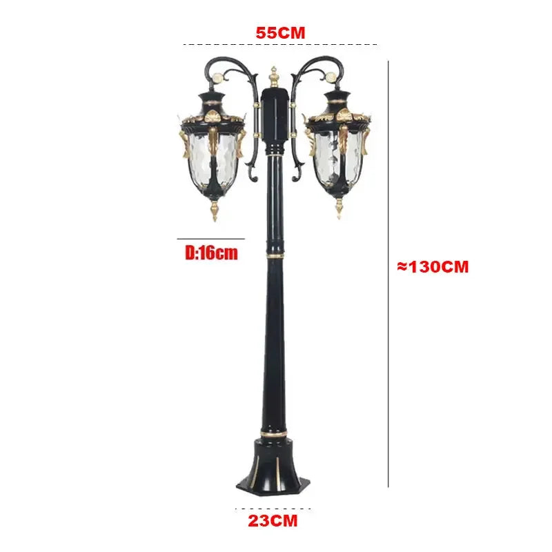 lampe jardin élégante vintage verre transparent ornements dorés extérieur noir doré ip65 led