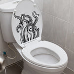 sticker mural octopus graphique noir blanc adhésif salle bains décoration peinture murale autoadhésive animal