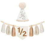 décoration anniversaire enfant kit ans guirlande pompons chapeau gâteau bougie