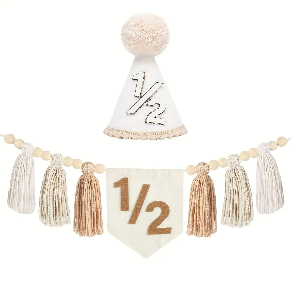 décoration anniversaire enfant kit ans guirlande pompons chapeau gâteau bougie