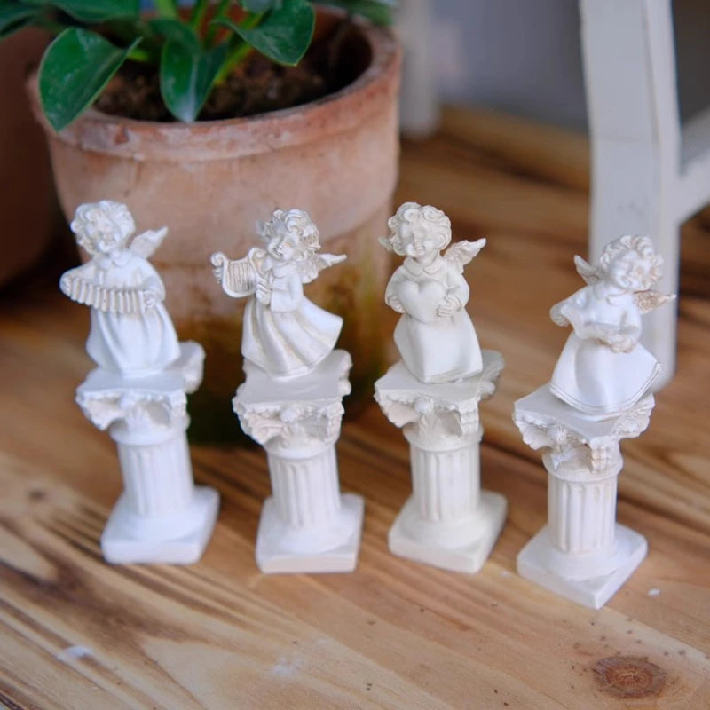 Décor jardin anges sculptures vintage pots plantes ornement balcon classique figurines métal