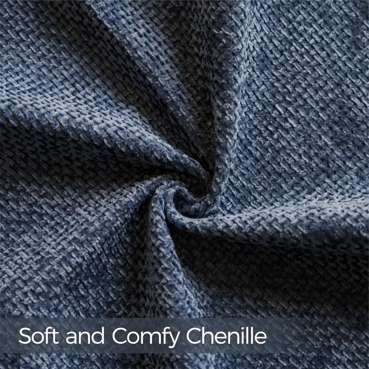 housse coussin carré bleu marine chenille polyester moderne zip blanc