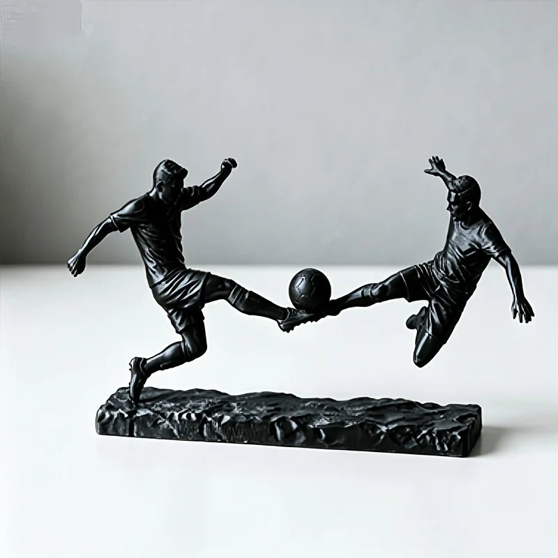 ornement table sculpture football joueurs dynamique noir ballon sport maison deco figurines