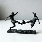 ornement table sculpture football joueurs dynamique noir ballon sport maison deco figurines