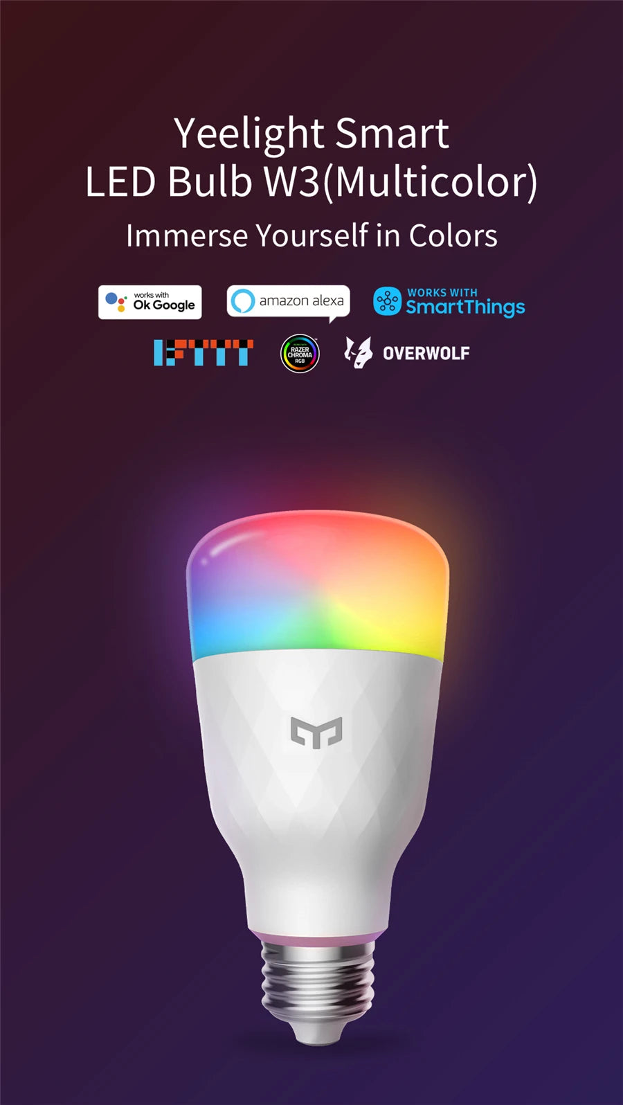 ampoule led intelligente e26 blanc moderne technologique commande vocale wifi couleur lumiere ambre 1700k