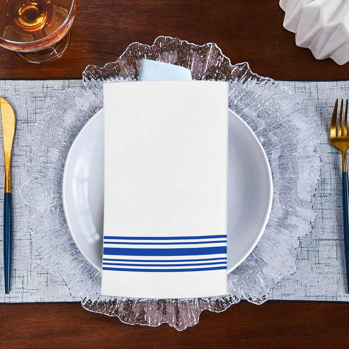 serviettes table rayées blanc bleu rouge mariage anniversaire événement classiques pack 20 40 60