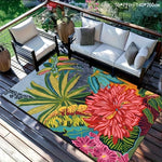 tapis fleurs exotiques moderne multicolore extérieur intérieur facile nettoyer résistant saleté anti dérapant salon