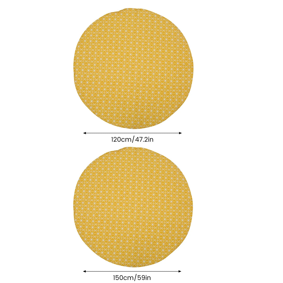 nappe ronde lin géométrique jaune blanc moderne table dîner mariage fête