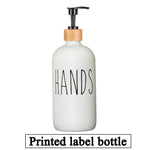 distributeur savon liquide cuisine pompe bois bouteille blanche noire vaisselle mains pot verre